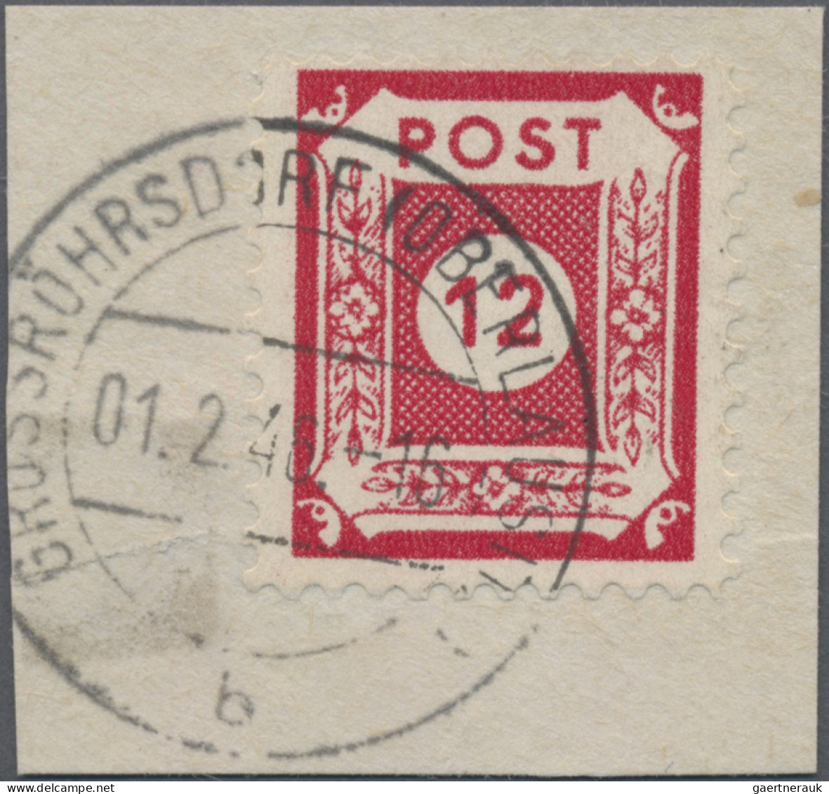 Sowjetische Zone - Ost-Sachsen: 1945, 12 Pfg Rot, Postmeistertrennung Grossröhrs - Andere & Zonder Classificatie