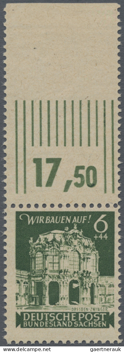 Sowjetische Zone - Ost-Sachsen: 1945, Dresdner Zwinger 6 Pf Dunkelgraugrün Auf G - Autres & Non Classés