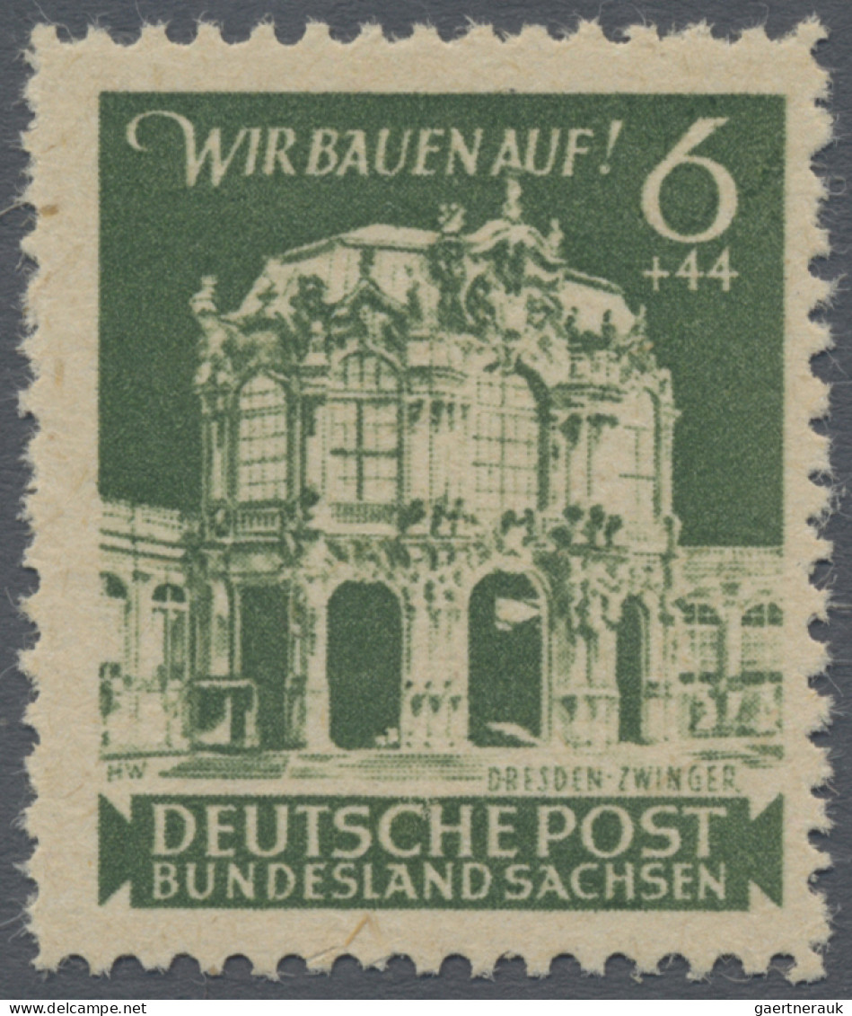 Sowjetische Zone - Ost-Sachsen: 1945, Dresdner Zwinger 6 Pf Dunkelgrünoliv In De - Sonstige & Ohne Zuordnung