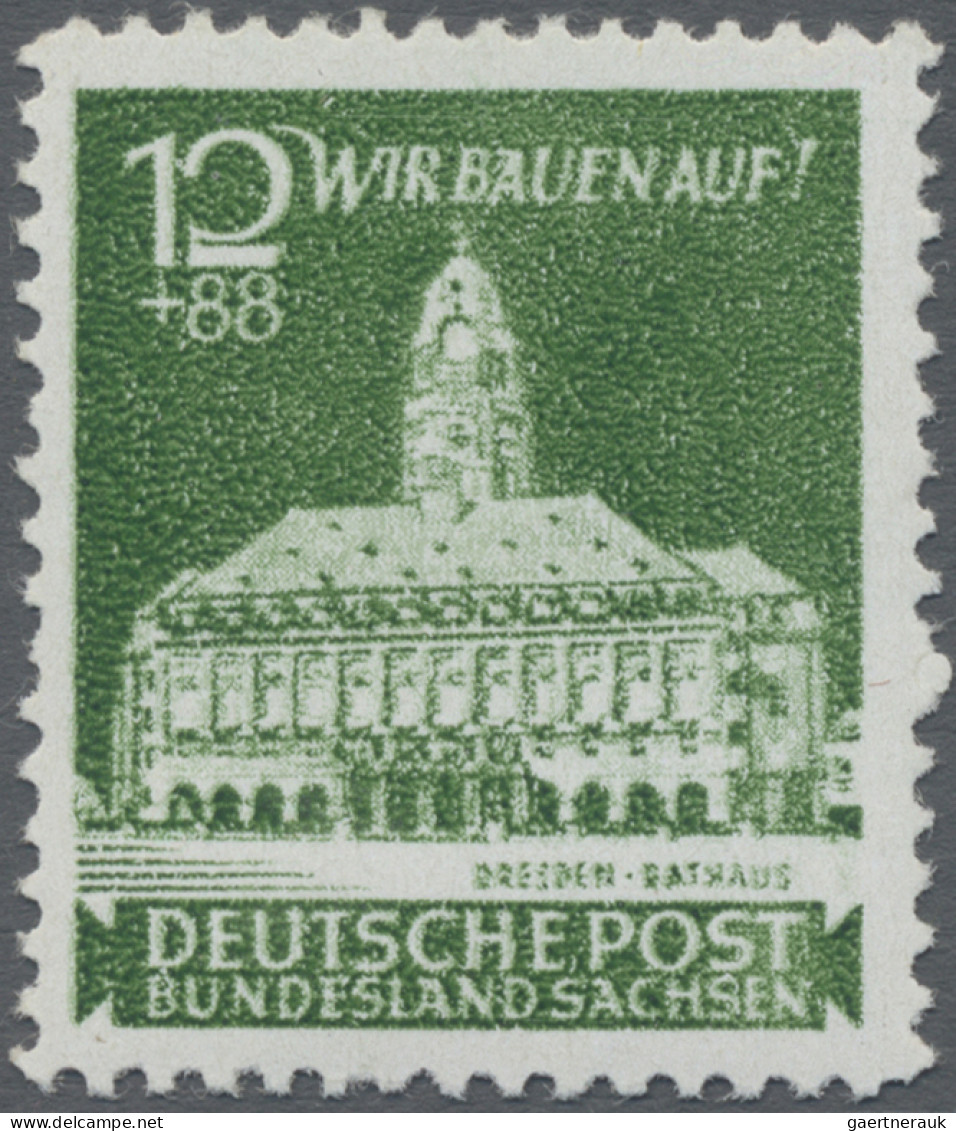 Sowjetische Zone - Ost-Sachsen: 1946, 12+88 Pfg, Wiederaufbau, Probedruck Schwär - Other & Unclassified