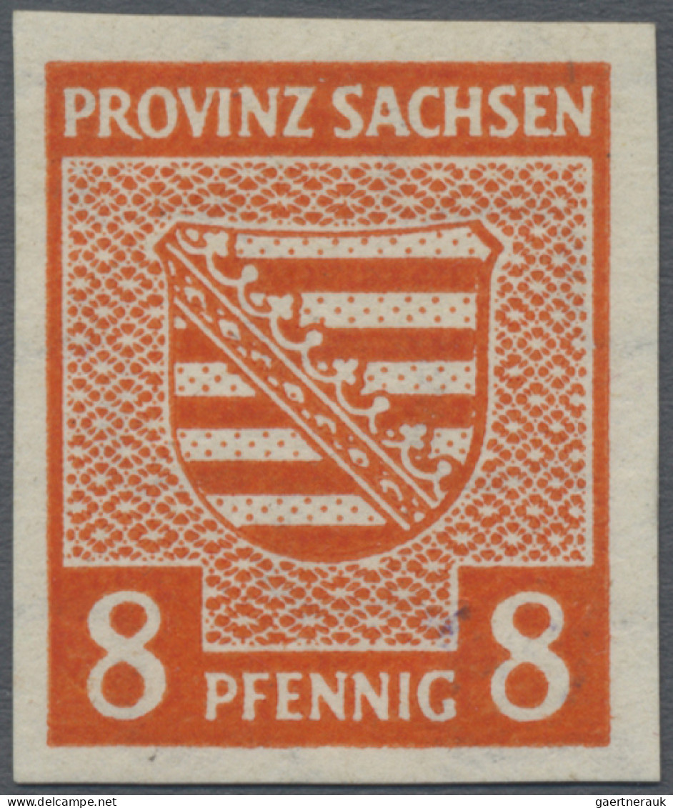 Sowjetische Zone - Provinz Sachsen: 1945, 8 Pf Gelblichrot Mit Dem Seltenen Wass - Sonstige & Ohne Zuordnung