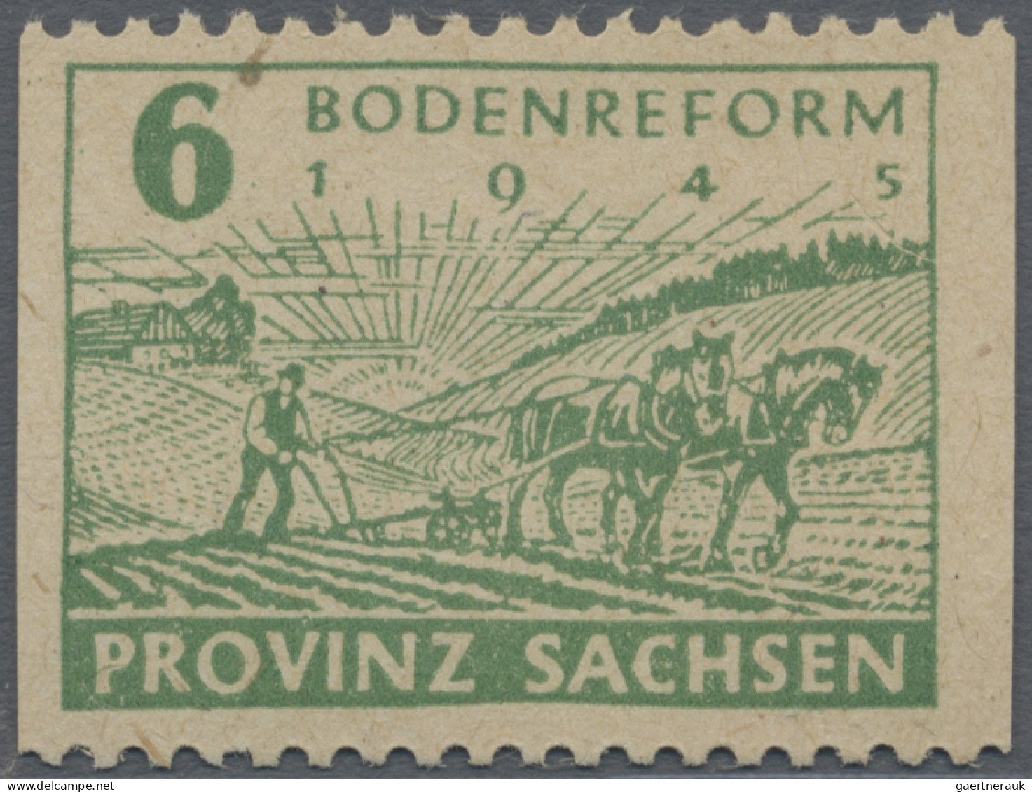 Sowjetische Zone - Provinz Sachsen: 1945, Bodenreform 6 Pf Lebhaftgrün Mit Postm - Autres & Non Classés