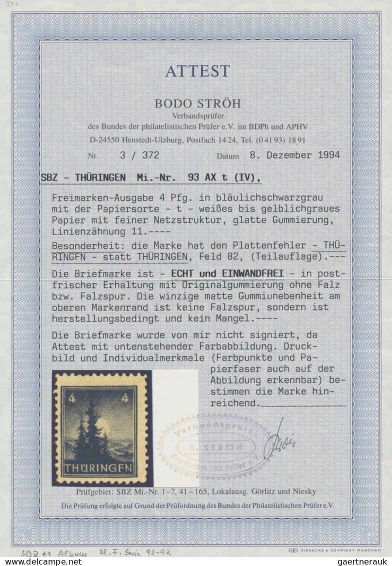 Sowjetische Zone - Thüringen: 1945, 4 Pf Freimarke Mit Dem Seltenem PLF IV: "F S - Autres & Non Classés