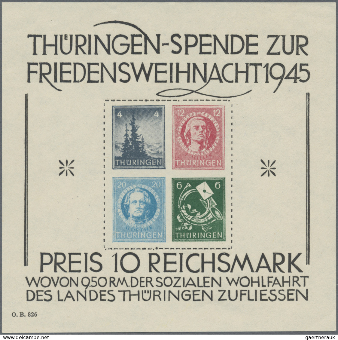 Sowjetische Zone - Thüringen: 1945, Großer Weihnachts-Block In Type I Auf Weißem - Sonstige & Ohne Zuordnung