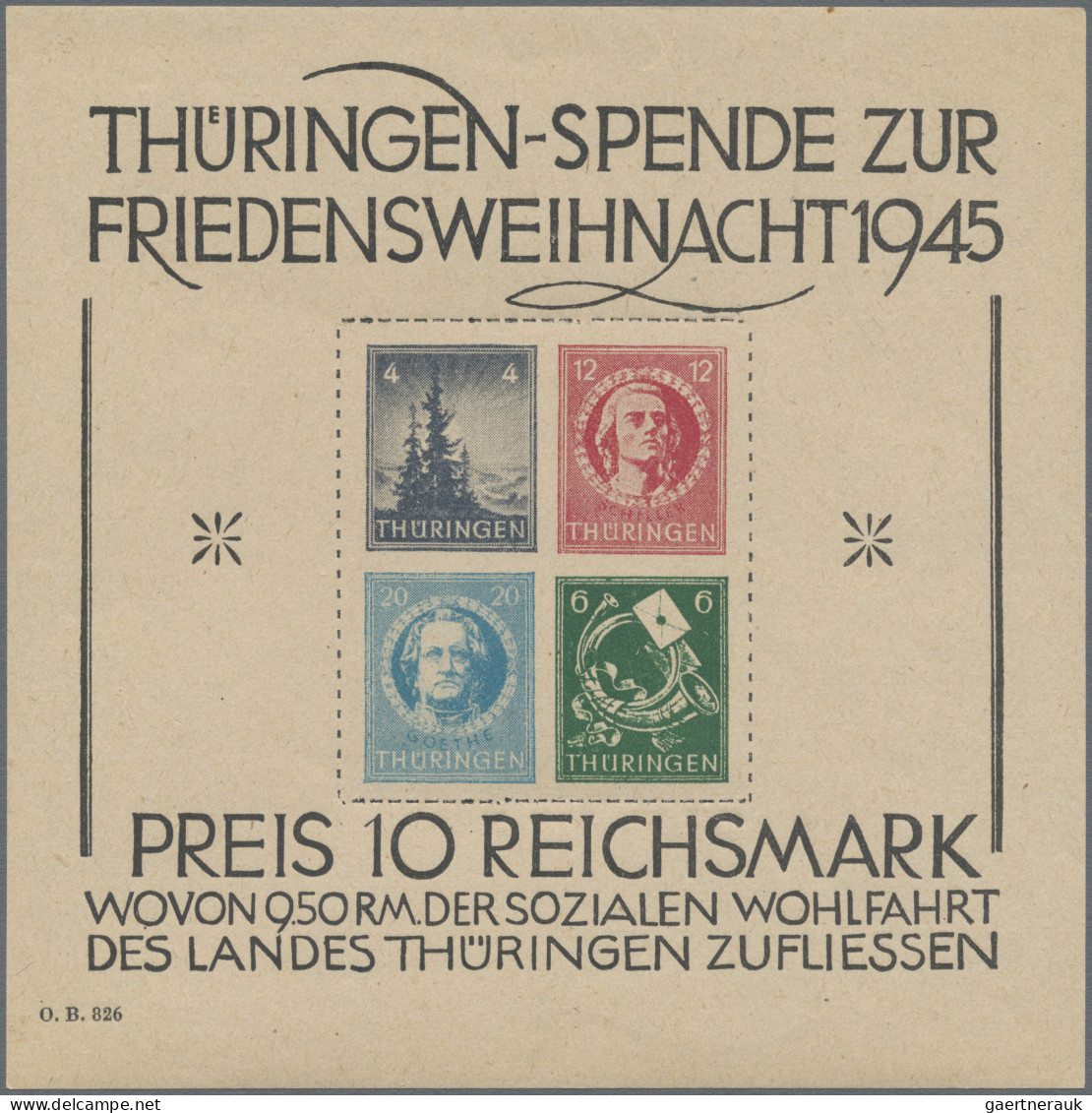 Sowjetische Zone - Thüringen: 1945, Großer Weihnachts-Block In Type I, Rückseiti - Autres & Non Classés