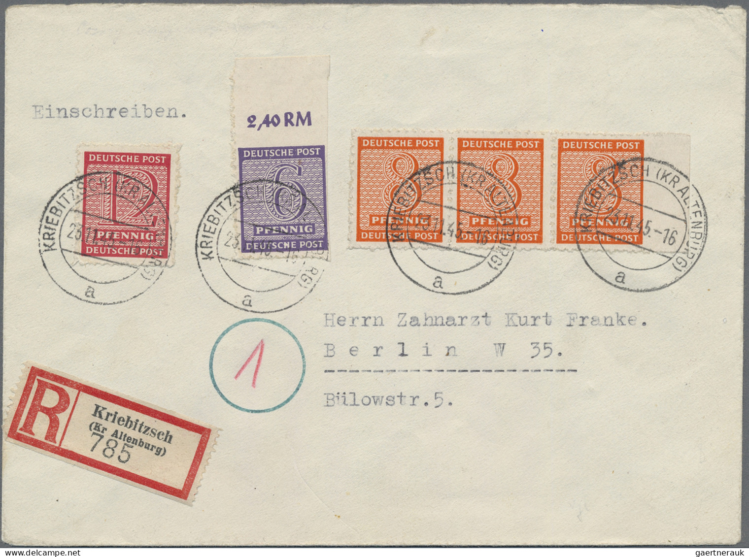 Sowjetische Zone - West-Sachsen: 1945 "Nähmaschinen-Durchstich KRIEBITZSCH": Zif - Other & Unclassified