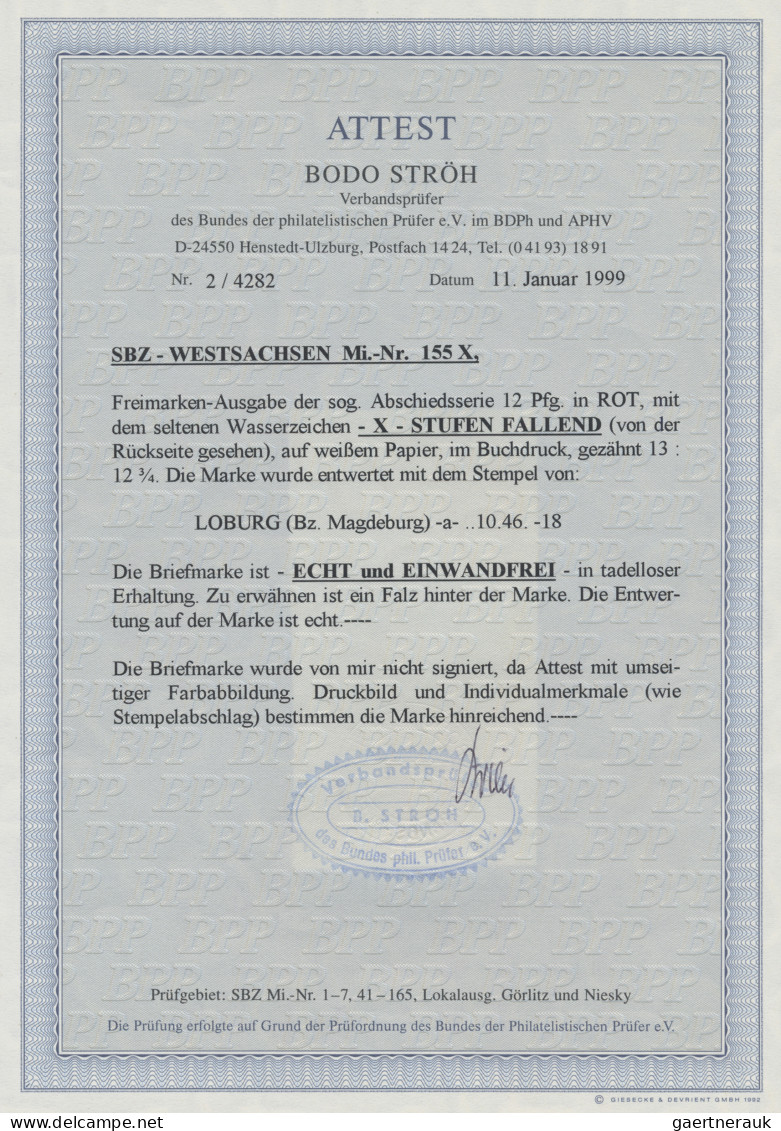 Sowjetische Zone - West-Sachsen: 1946, 12 Pf Rot Abschiedsserie, Wz. X (Stufen F - Other & Unclassified