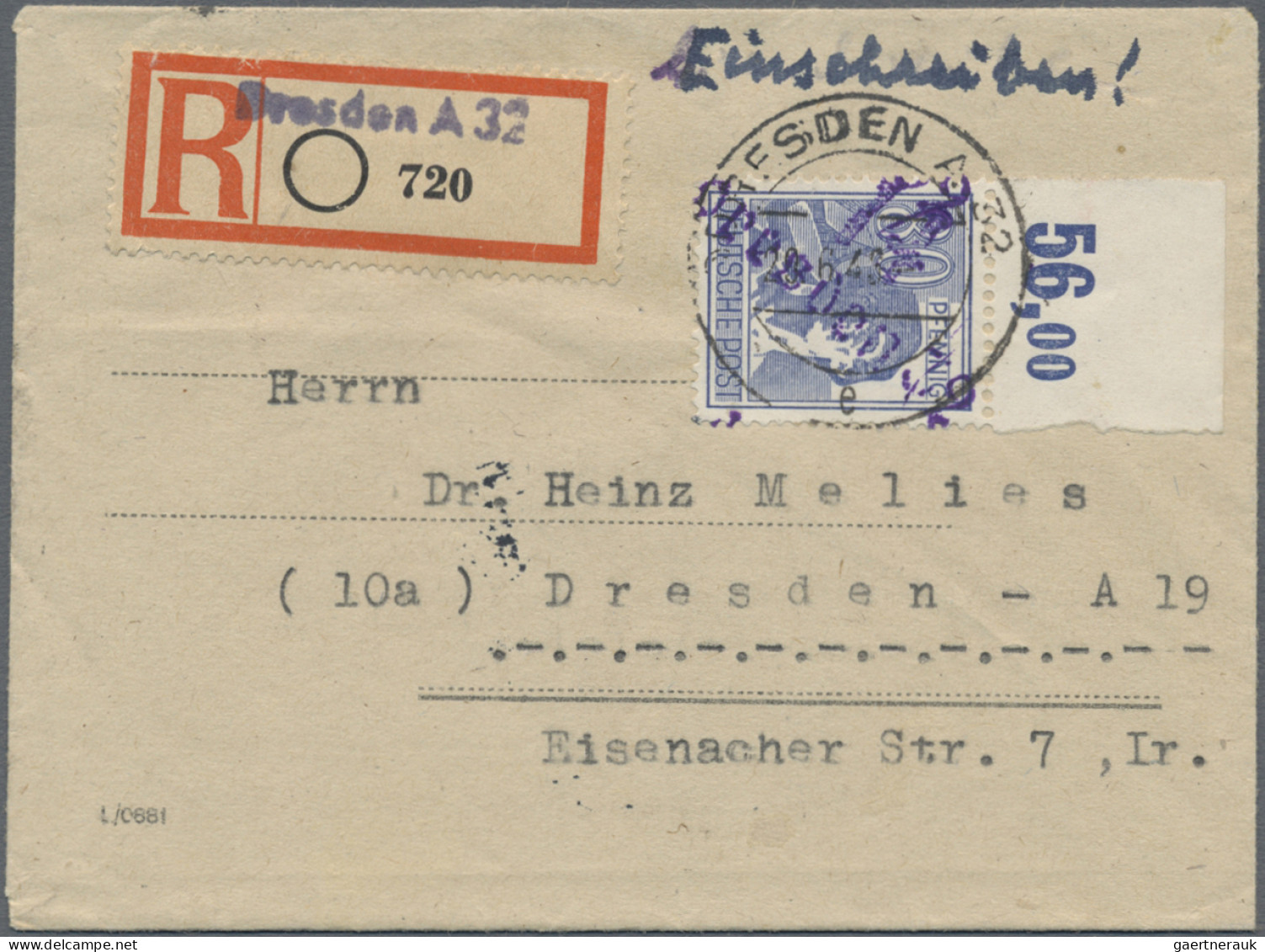 Sowjetische Zone - Bezirkshandstempel - II - Bez. 14 (Dresden): Dresden 14: 80 P - Other & Unclassified