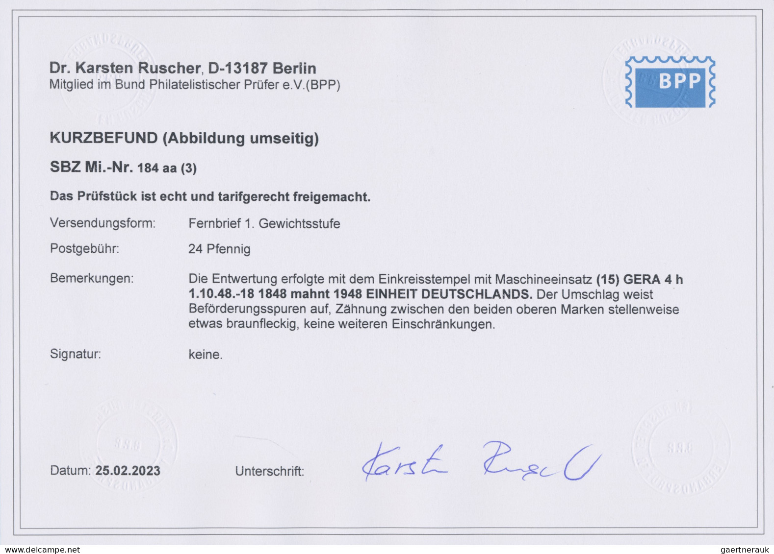 Sowjetische Zone - Allgemeine Ausgaben: 1948, 8 Pfg. Arbeiter Maschinenaufdruck - Sonstige & Ohne Zuordnung