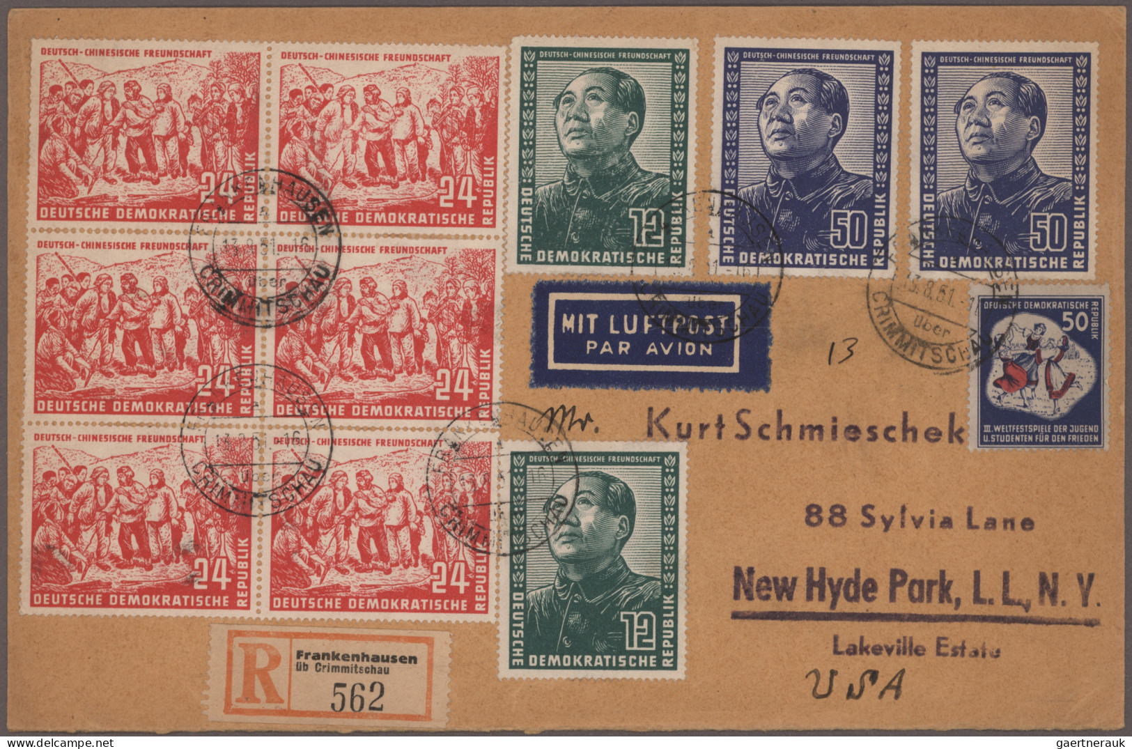 DDR: 1951, Seltene Und Attraktive Frankatur Mit Zweimal 12 Pf, Einem 6er-Block 2 - Lettres & Documents