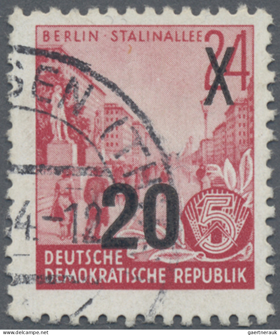 DDR: 1954, 20 Pfg Auf 24 Pfg, Gestempelter Überdruckwert Der DDR Dauerserie "Fün - Gebruikt