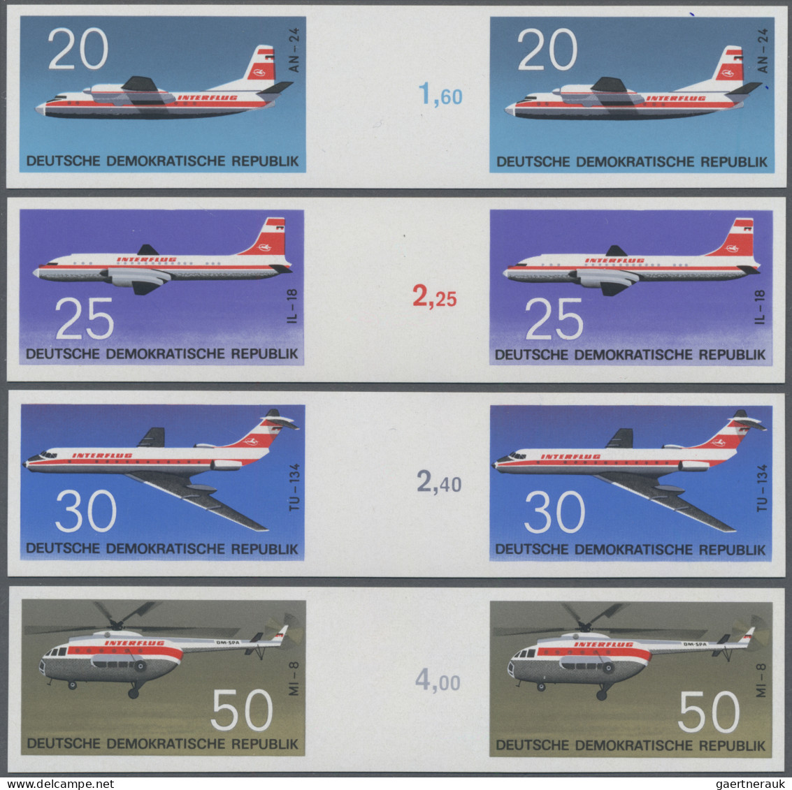 DDR: 1969, Flugzeuge UNGEZÄHNT In Originalfarben, 4 Werte Komplett Im Postfrisch - Unused Stamps