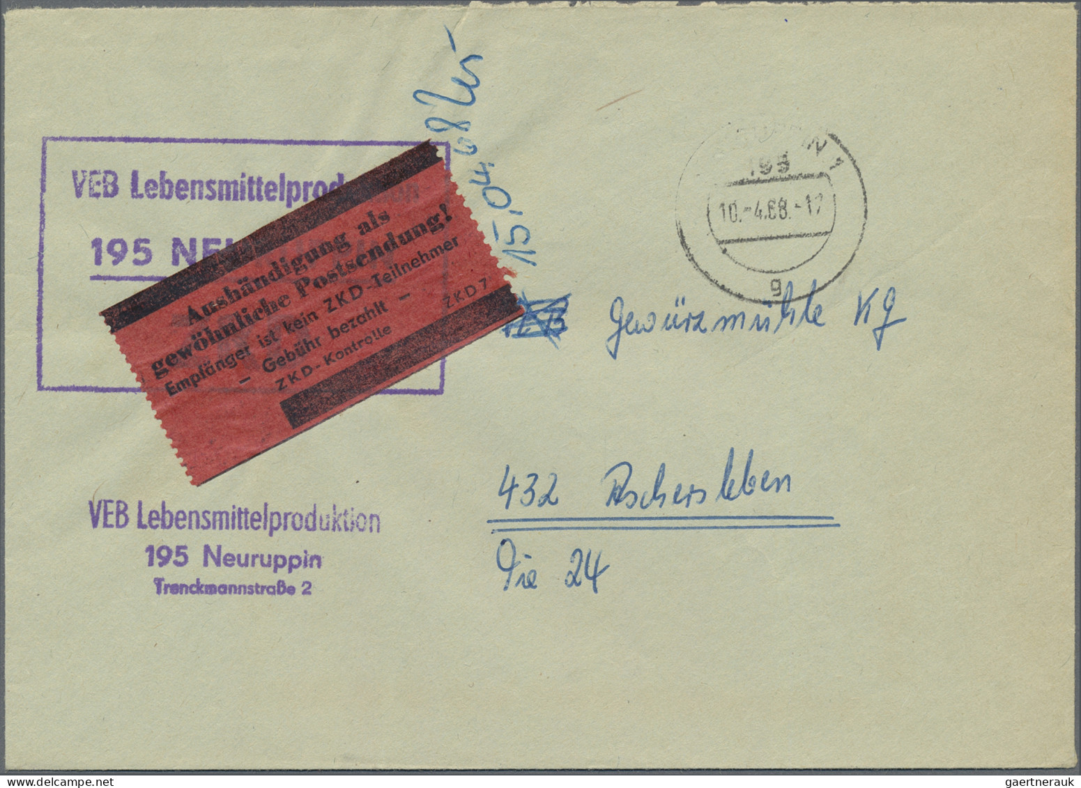 DDR - Dienstmarken B (Verwaltungspost A / Zentraler Kurierdienst): 1965/68, 4 Br - Other & Unclassified