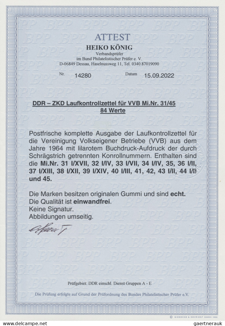 DDR - Dienstmarken C (Laufkontrollzettel ZKD): 1964, Laufkontrollzettel Für Die - Sonstige & Ohne Zuordnung