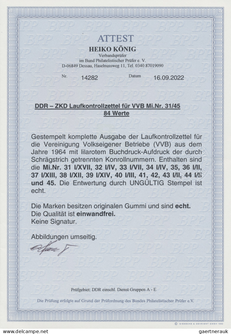 DDR - Dienstmarken C (Laufkontrollzettel ZKD): 1964, Laufkontrollzettel Für Die - Sonstige & Ohne Zuordnung