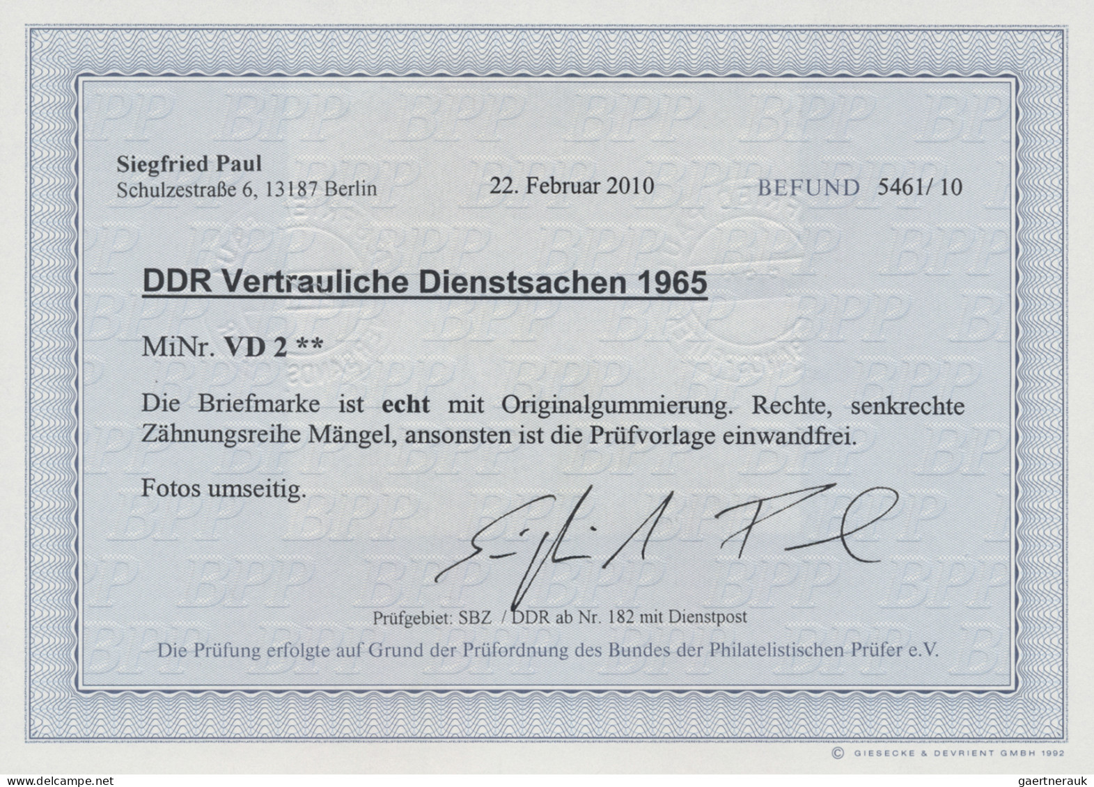 DDR - Dienstmarken D (Vertrauliche Dienstsachen): 1965, 20 Pfg. Schwarz Auf Hell - Otros & Sin Clasificación