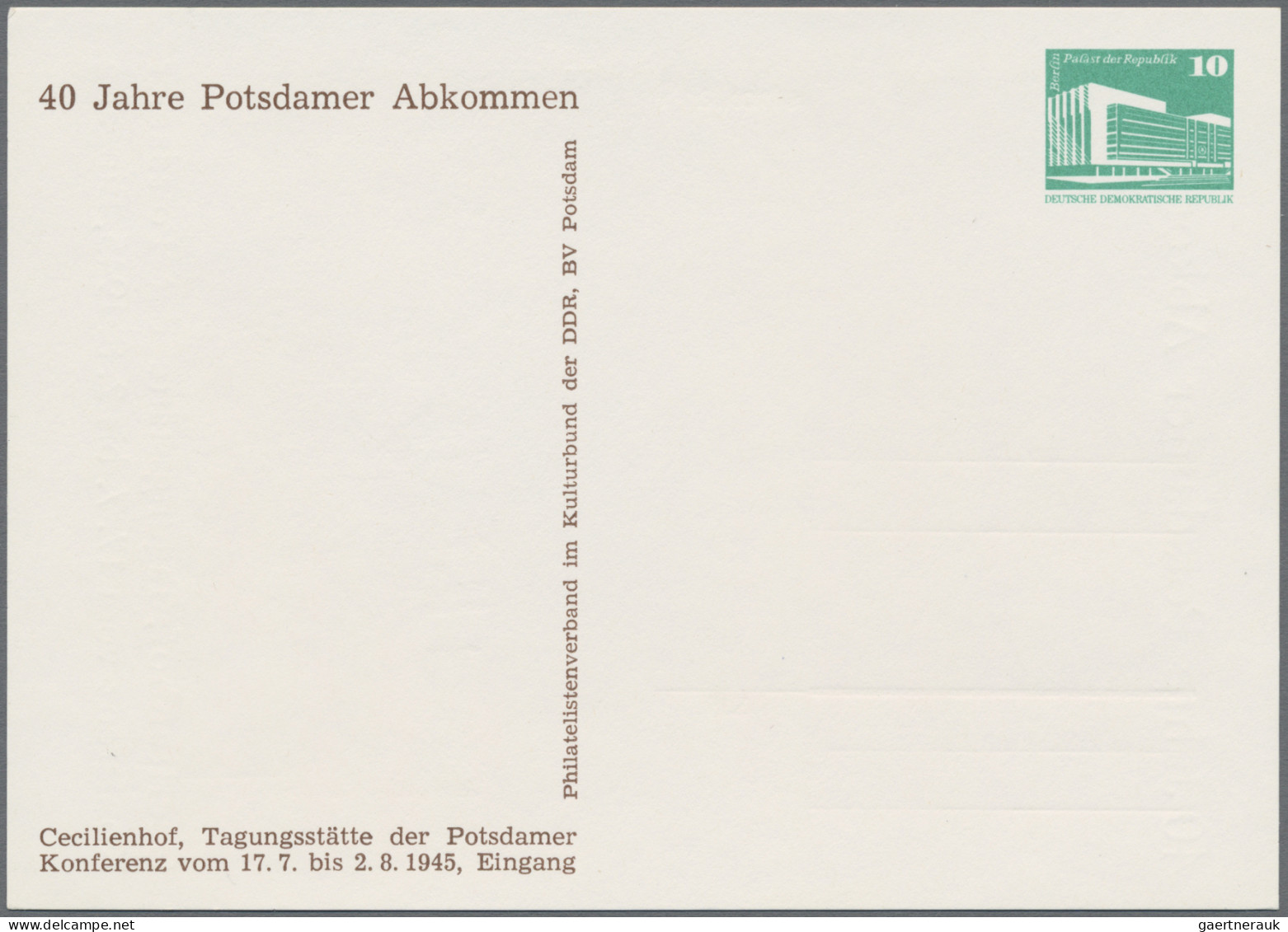 DDR - Privatganzsachen: 1985, Privatganzsachenkarten 10 Pfg. Kleine Bauwerke "40