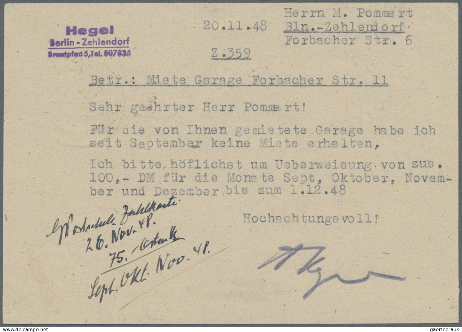 Berlin - Vorläufer: 1948, SBZ-Ganzsachenkarte 12 Pfg. Maschinenaufdruck Bedarfsg - Lettres & Documents