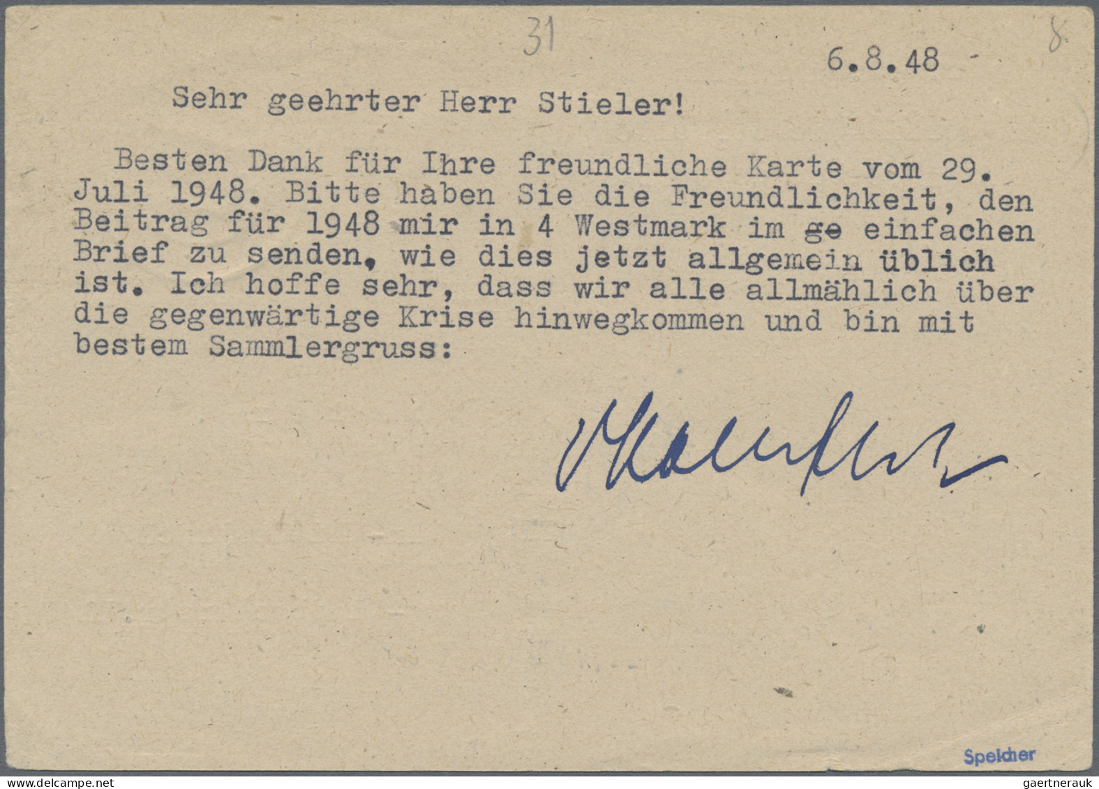 Berlin - Vorläufer: 1948, SBZ-Ganzsachenkarte 12 Pfg. Maschinenaufdruck Bedarfsg - Briefe U. Dokumente