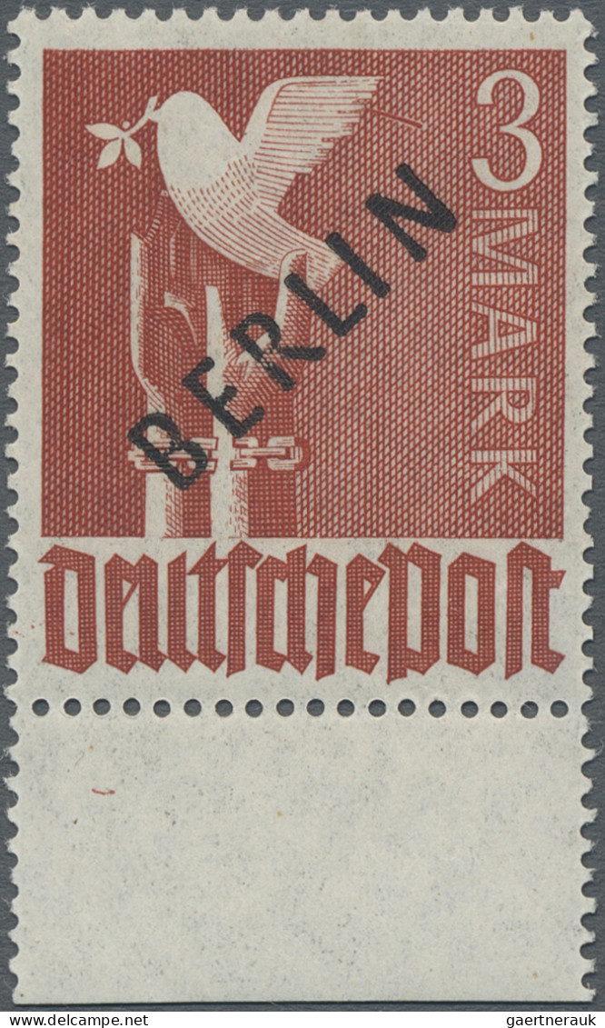 Berlin: 1948, Schwarzaufdruck, 3 Mark Bräunlichrot, Tadellos Postfrisches Und Gu - Nuovi