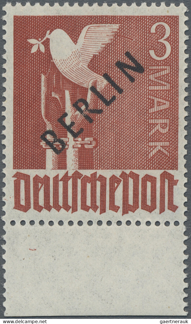 Berlin: 1948, Schwarzaufdruck, 3 Mark Bräunlichrot, Tadellos Postfrisches Und Gu - Unused Stamps