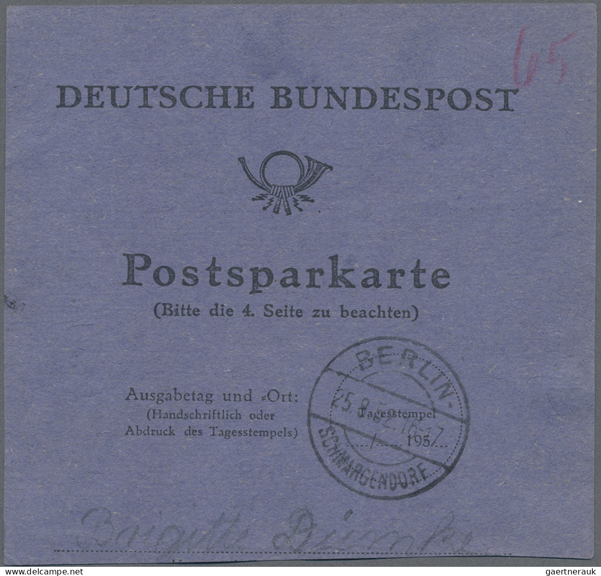 Berlin: 1949, Bauten I, 10 Pfg. Grün Rollenmarke, Zwölf Werte Auf Postsparkarten - Autres & Non Classés