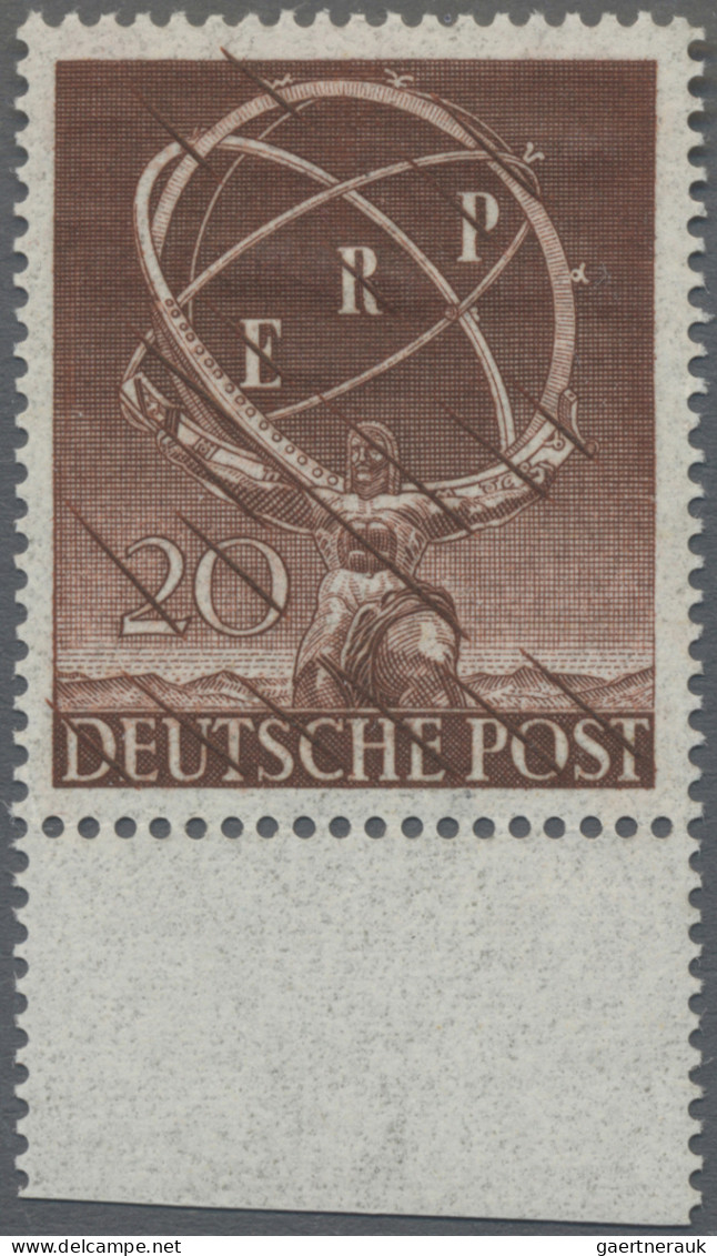 Berlin: 1950, 20 Pfg. ERP Im Postfrischen, Gezähnten Probedruck Vom Unterrand, A - Unused Stamps