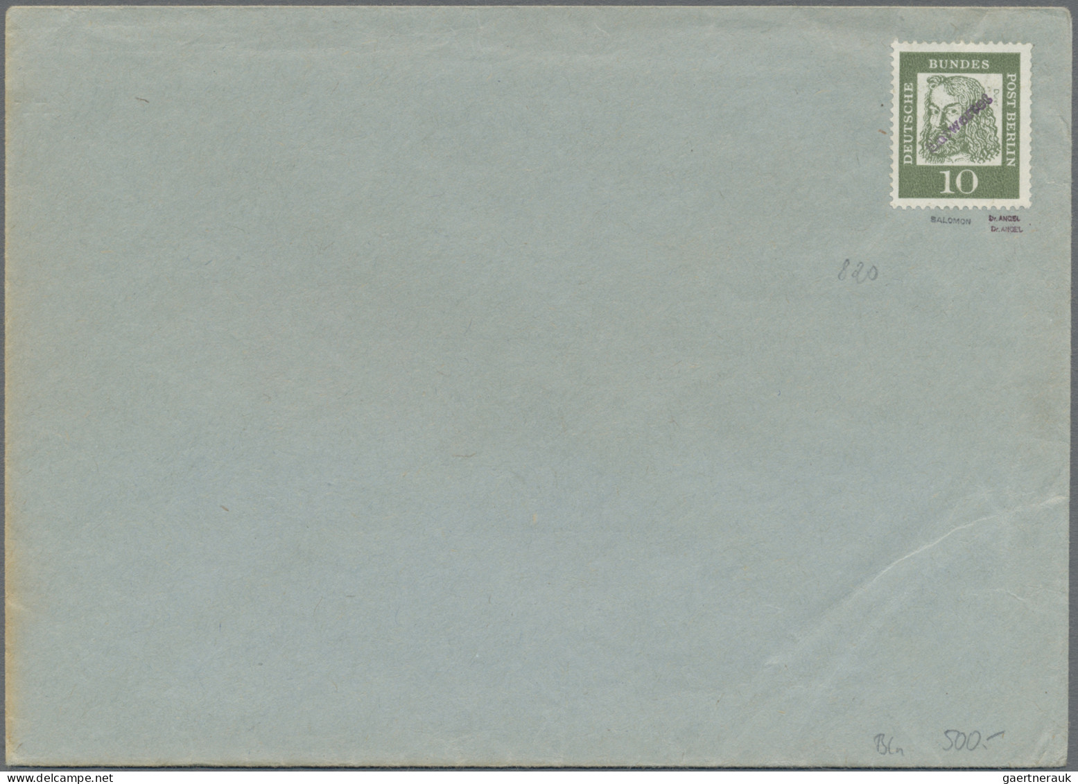 Berlin: 1961 'A. Dürer' 10 Pf. Mit Diag. Aufdruck "Entwertet", Eine Einzelmarke - Cartas & Documentos