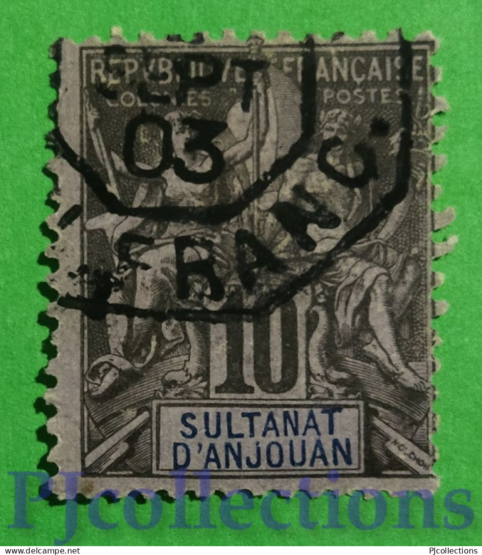 S242- SULTANAT D'ANJOUAN - COMOROS 1892 10c USATO - USED - Usati