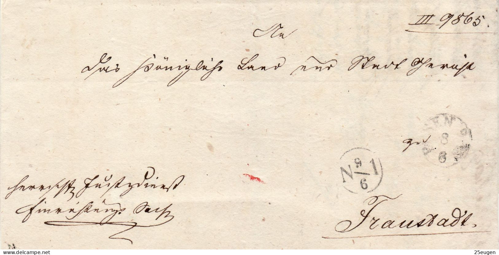 POLAND / GERMAN ANNEXATION /1820 Ca / LETTER  SENT FROM POZNAŃ TO WSCHOWA / FRAUSTADT/ - ...-1860 Prephilately