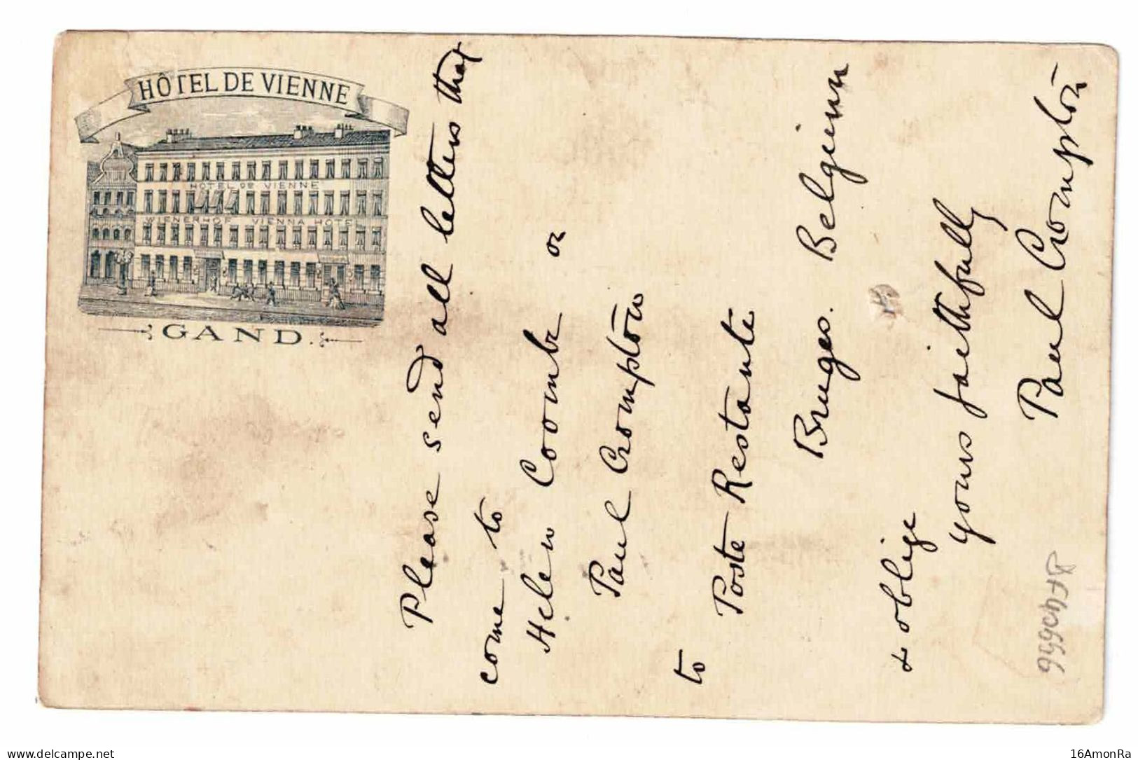 E.P. Carte 5c. + Tp N°45 Obl. Sc GAND (STATION) Du 12 Mai 1890 Vers ROtterdam- Verso : Illustration De L' HOTEL DE VIENN - Cartes Postales 1871-1909