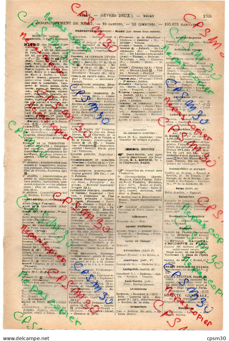 ANNUAIRE - 79 - Département Deux-Sèvres - Année 1918 - édition Didot-Bottin - 31 Pages - Telefonbücher