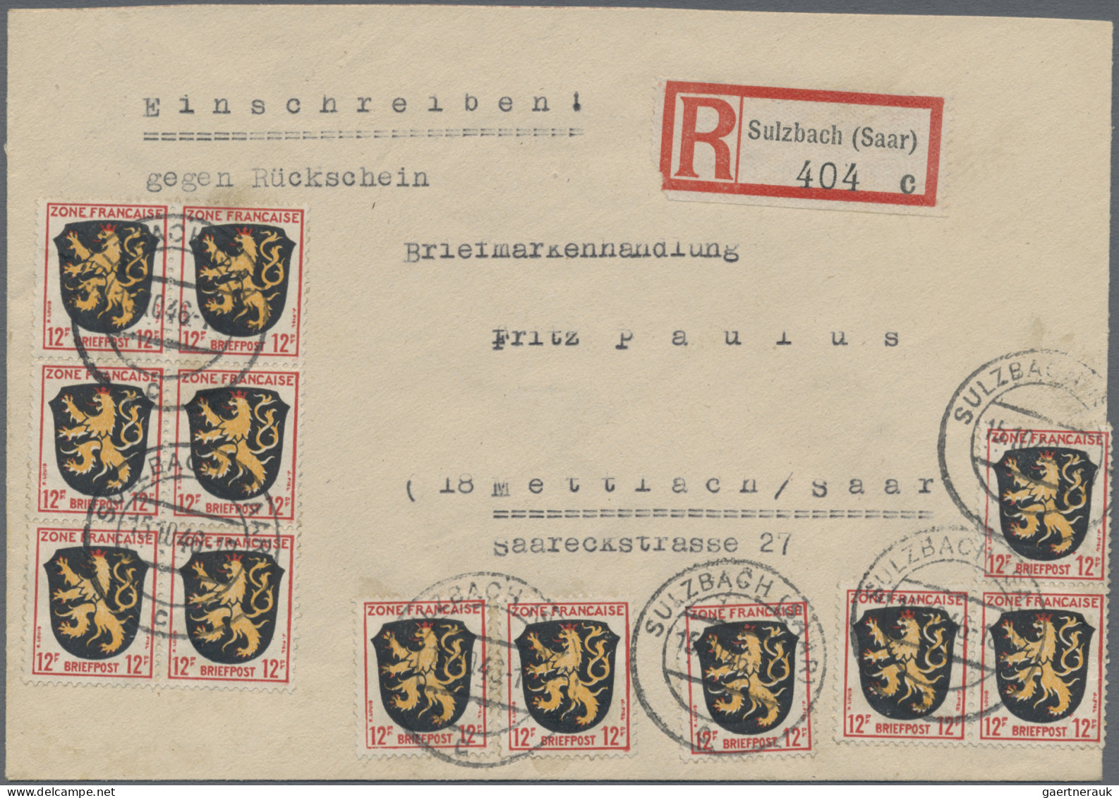 Französische Zone - Allgemeine Ausgabe: 1946, 12 Pf Wappen, 12 Werte Als Portoge - Sonstige & Ohne Zuordnung