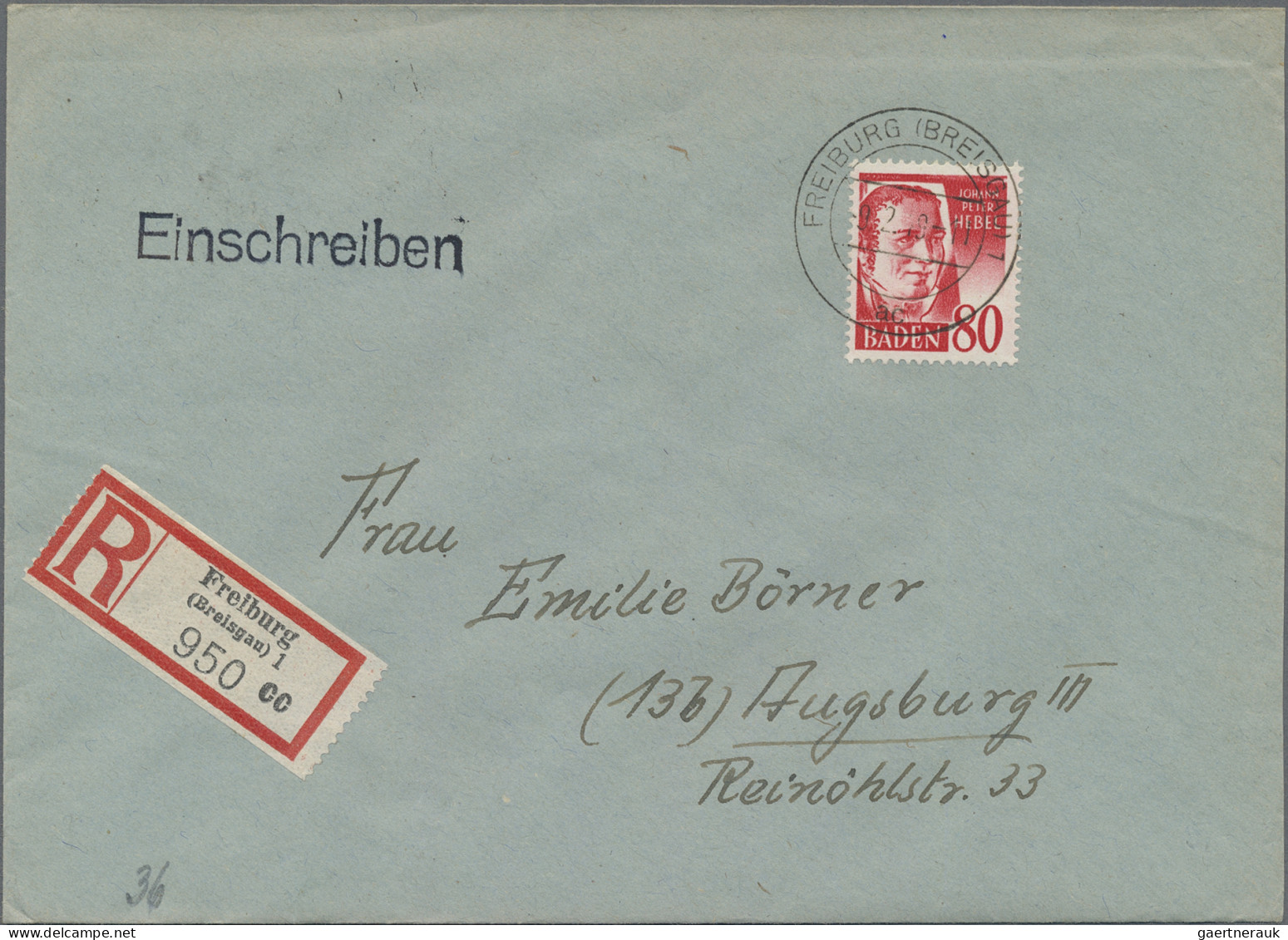 Französische Zone - Baden: 1949, 80 Pfg. Dunkelrosa, Zwei Portogerechte Einzelfr - Other & Unclassified