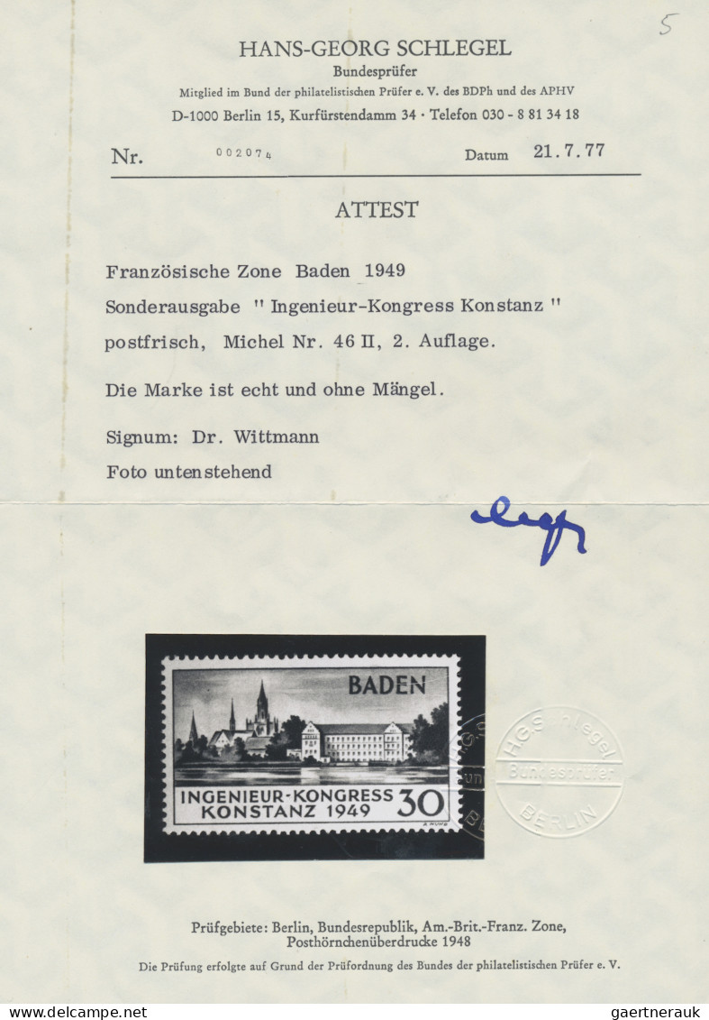 Französische Zone - Baden: 1949, 30 Pf Konstanz II, Einwandfreie Postfrische Erh - Andere & Zonder Classificatie