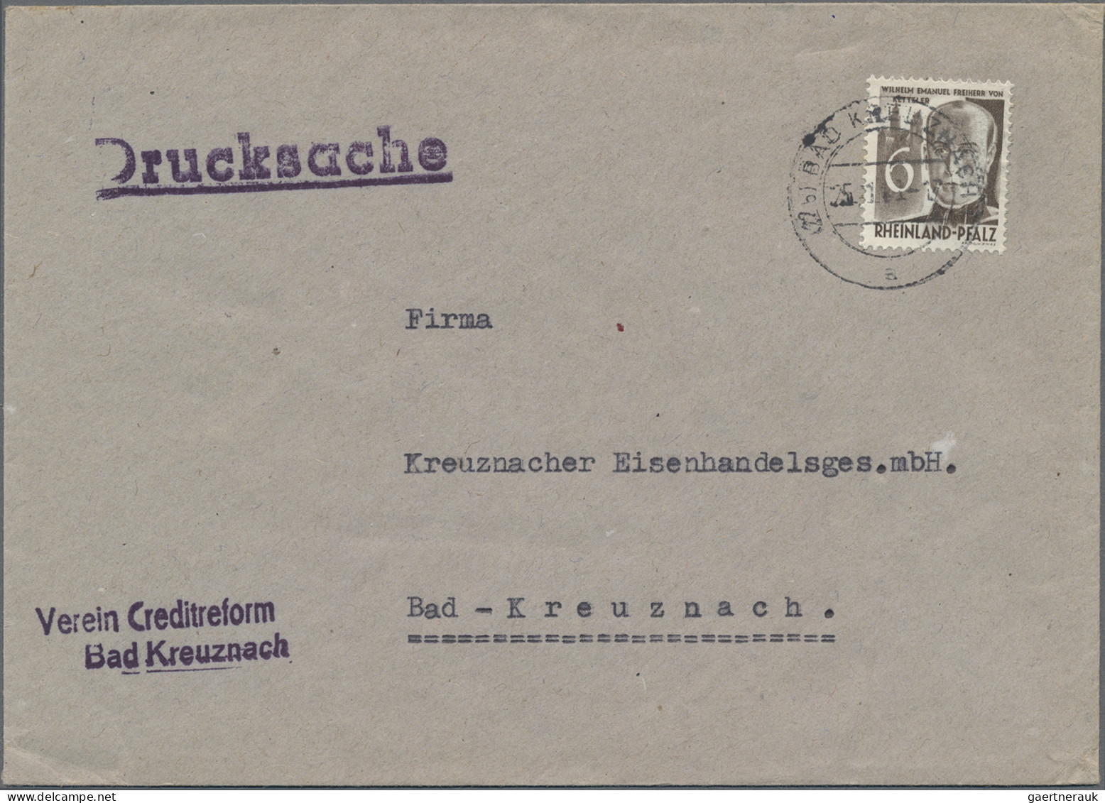 Französische Zone - Rheinland Pfalz: 1948, 6 Pfg. Dunkelbraun, Zwei Portogerecht - Autres & Non Classés