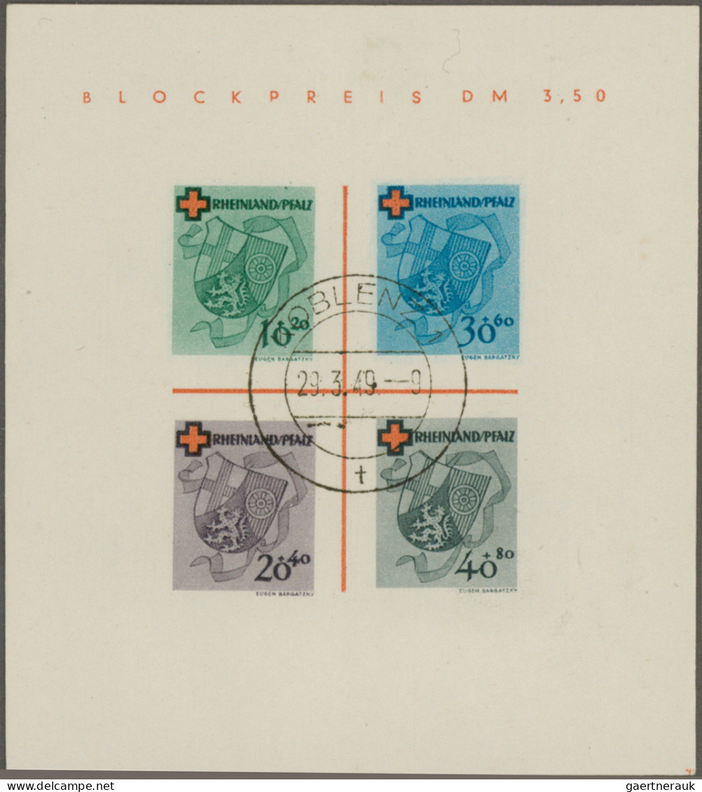 Französische Zone - Rheinland Pfalz: 1949, Rotkreuz-Block In Type II, Klar Und Z - Altri & Non Classificati