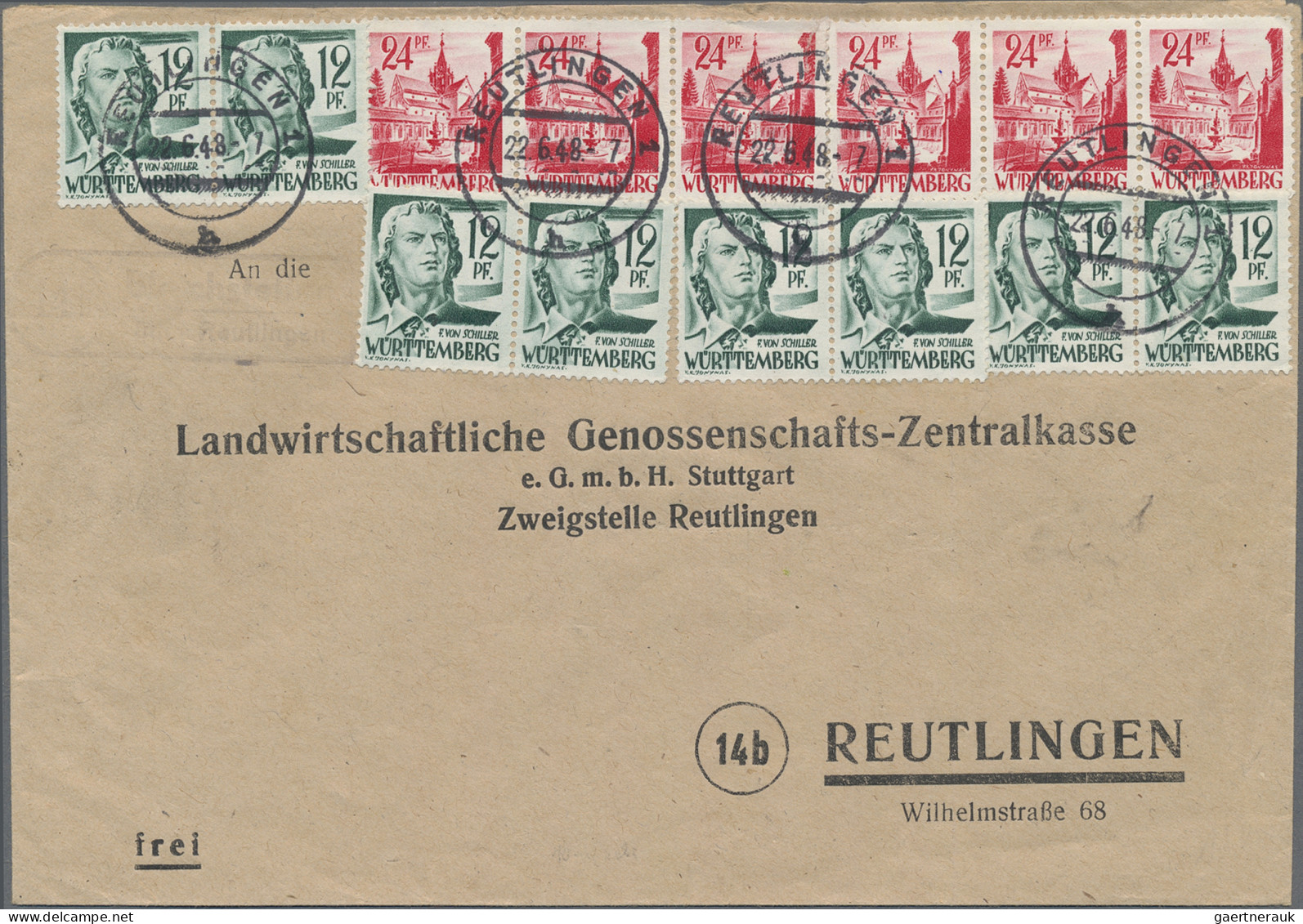 Französische Zone - Württemberg: 1948, 12 Pfg. Bläulichgrün (8) Und 24 Pfg. Dunk - Andere & Zonder Classificatie