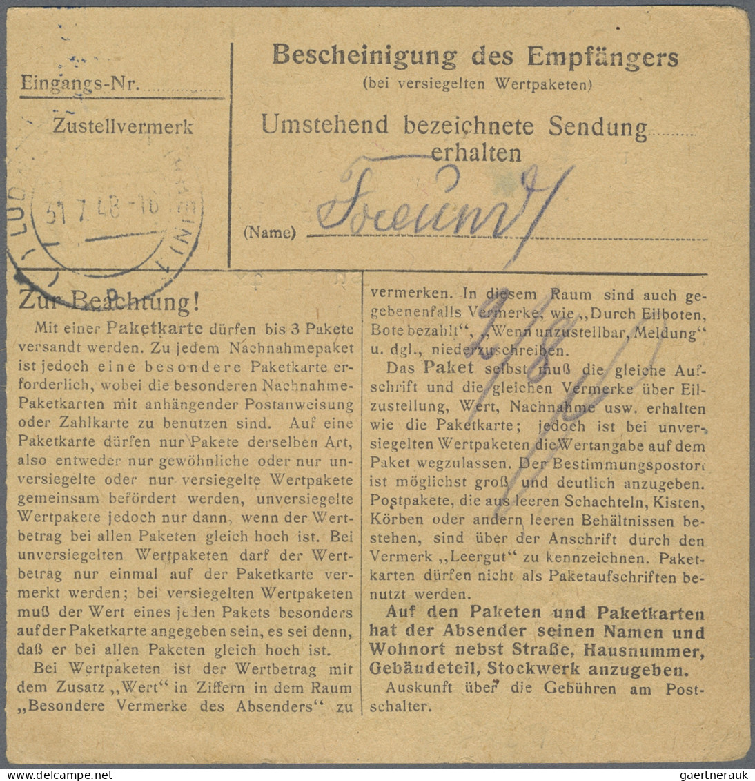 Französische Zone - Württemberg: 1948, 50 Pfg. Ultramarin Im Waagerechten Paar ( - Andere & Zonder Classificatie