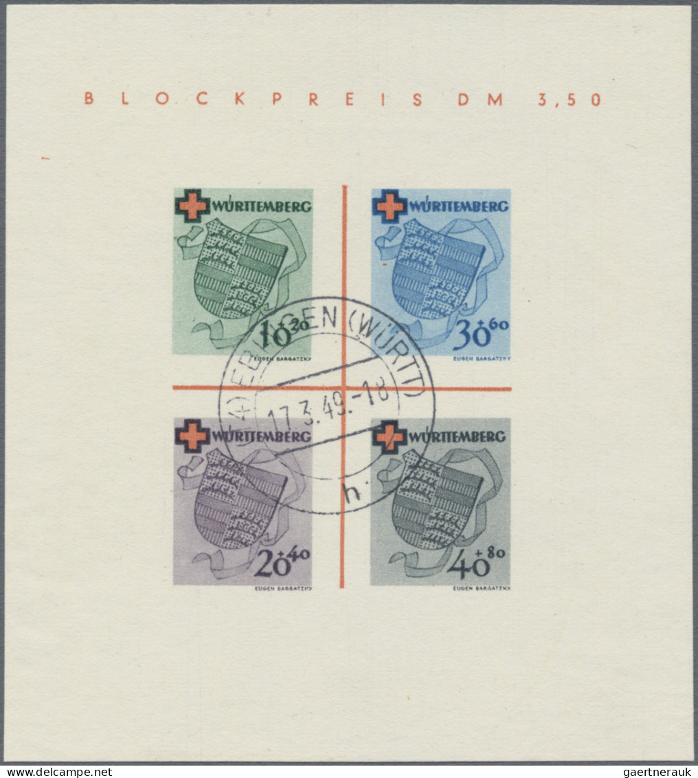 Französische Zone - Württemberg: 1949, Blockausgabe "Deutsches Rotes Kreuz", Seh - Other & Unclassified