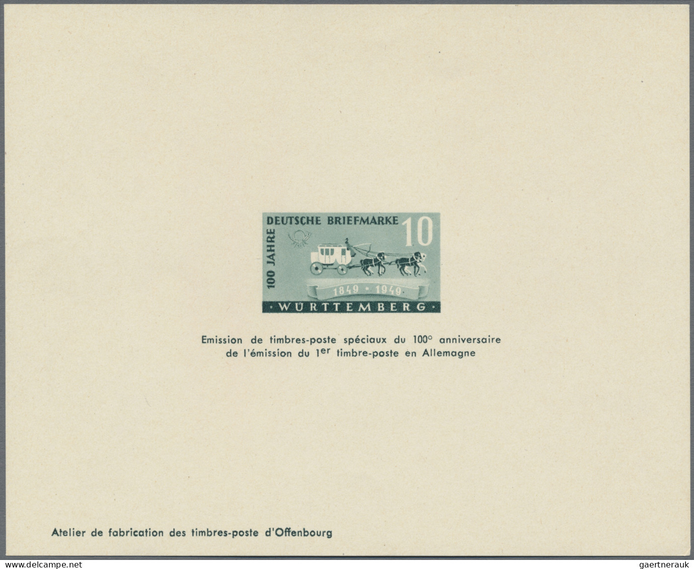 Französische Zone - Württemberg: 1949, 10 Pf Und 20 Pf 100 Jahre Deutsche Briefm - Sonstige & Ohne Zuordnung