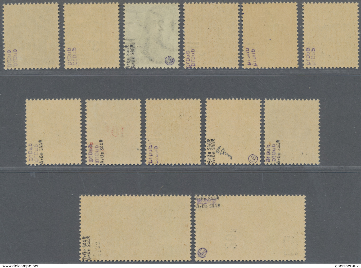 Saarland (1947/56): 1947, Saar-Urdruck 10 C - 50 Fr, 13 Werte Komplett Postfrisc - Ongebruikt