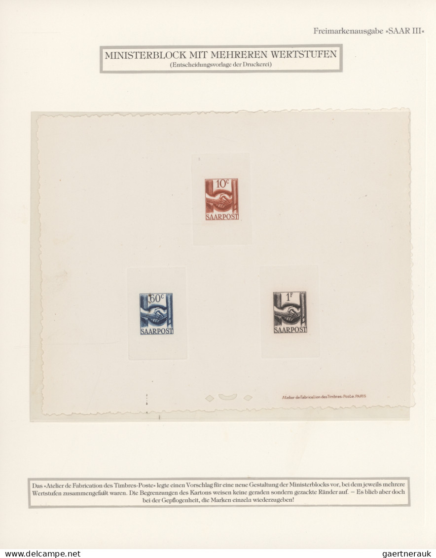 Saarland (1947/56): 1948, 10 C. Bis 50 Fr. Freimarken Als Sehr Seltene "Epreuve - Neufs