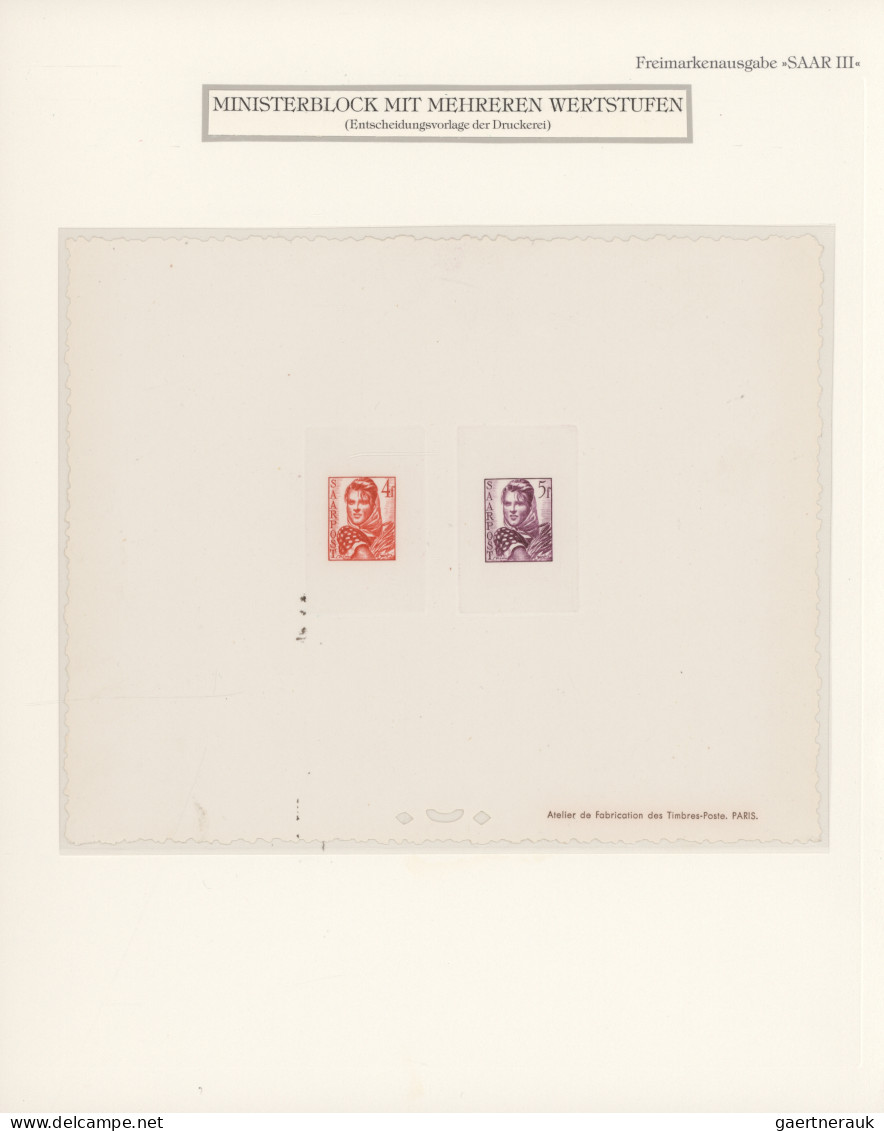 Saarland (1947/56): 1948, 10 C. Bis 50 Fr. Freimarken Als Sehr Seltene "Epreuve - Unused Stamps