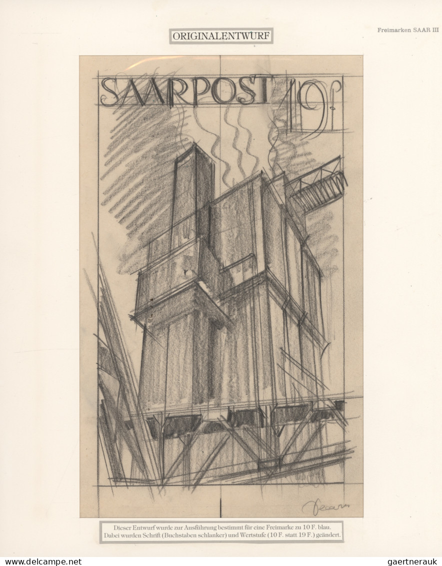 Saarland (1947/56): 1948, Original-Entwurf Zur Ausführung Bestimmt Für Eine Frei - Ongebruikt