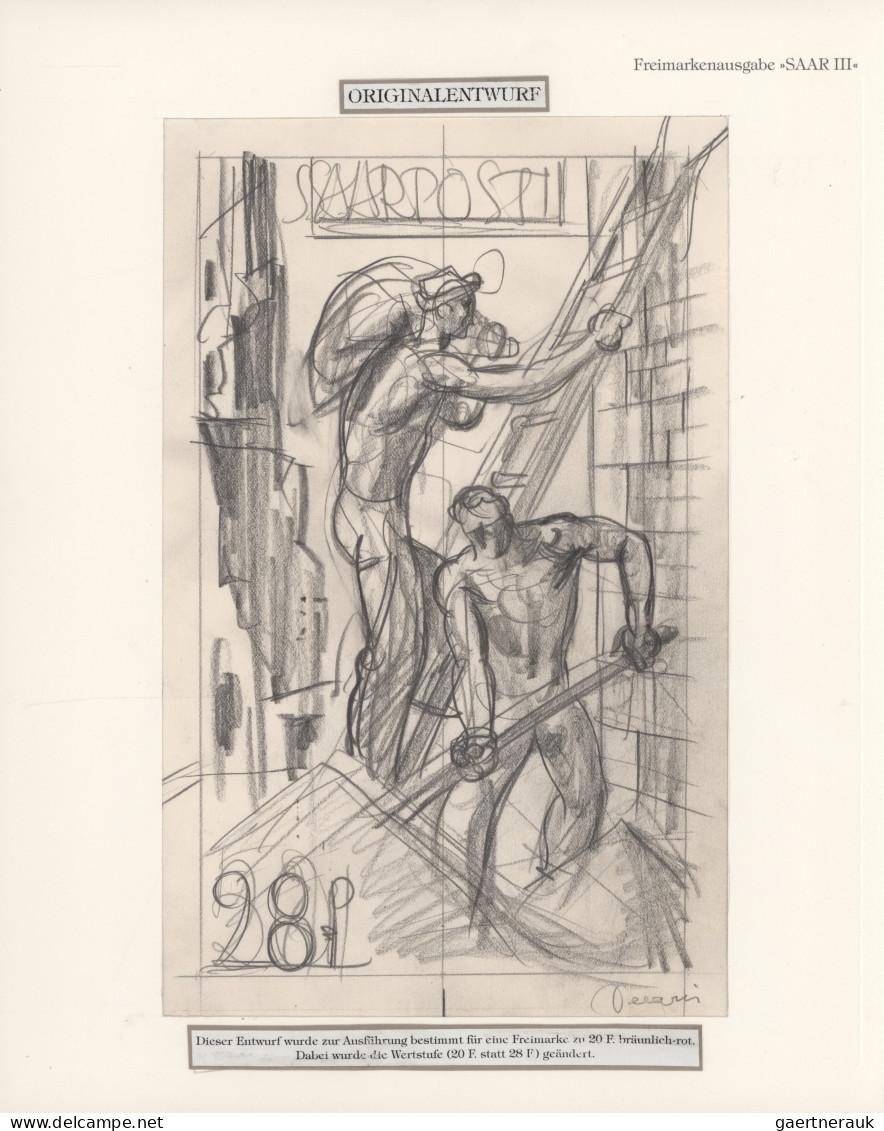 Saarland (1947/56): 1948, Entwurf Zur Ausführung Für Eine Freimarke Zu 20 Fr Brä - Ongebruikt