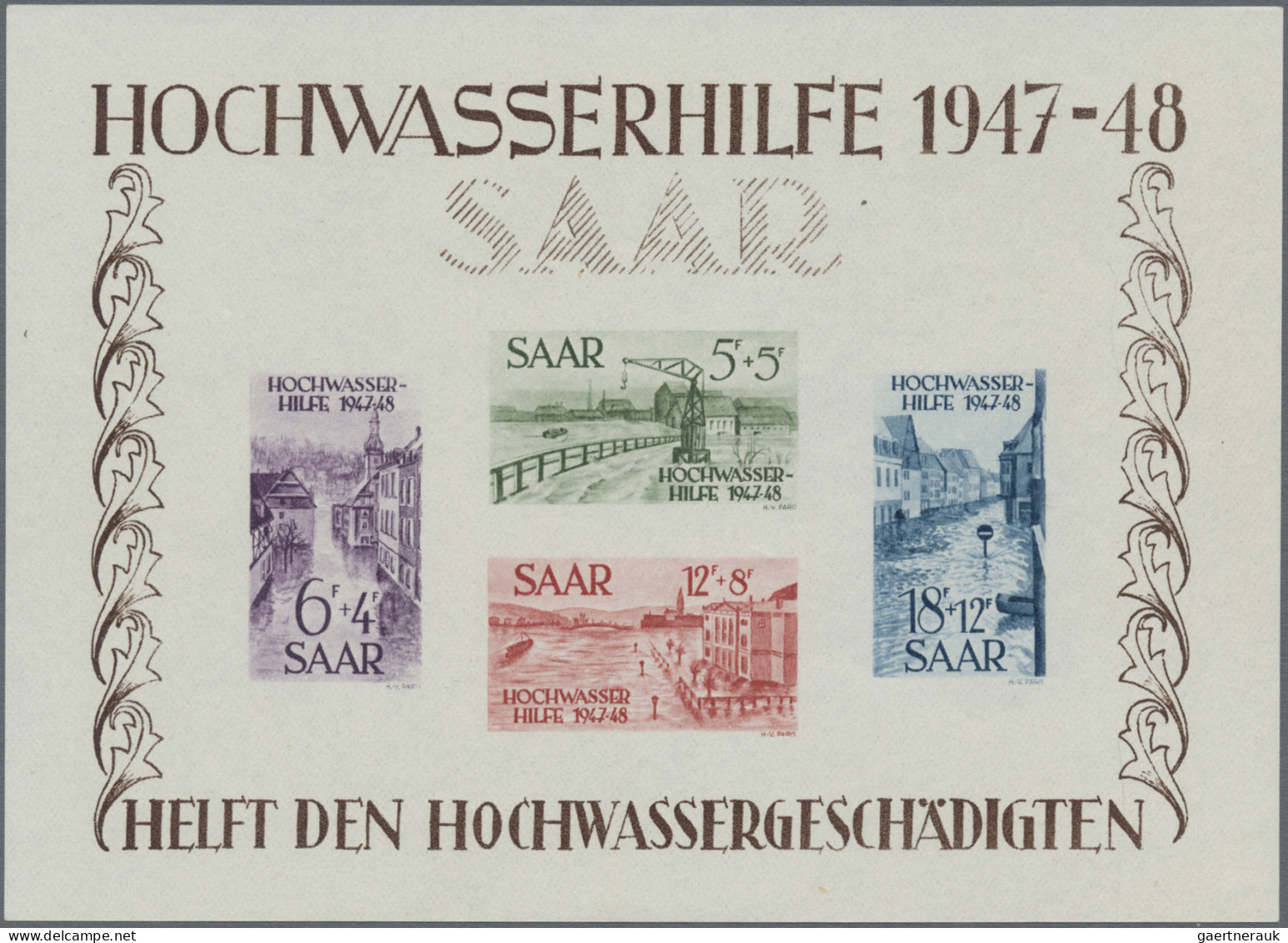 Saarland (1947/56): 1948, Hochwasser-Blockpaar Postfrisch, Bl. 1 Signiert Ney(BP - Nuevos