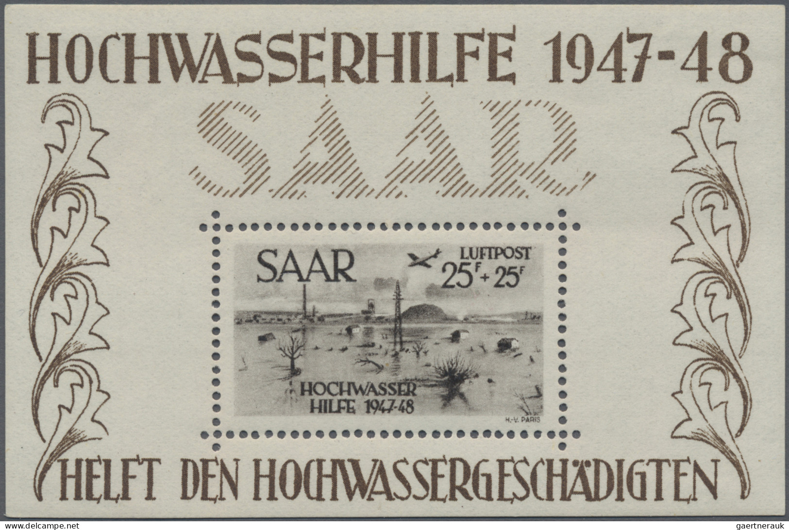 Saarland (1947/56): 1948, Hochwasserhilfe, Einwandfrei Ungebrauchtes Blockpaar I - Ongebruikt