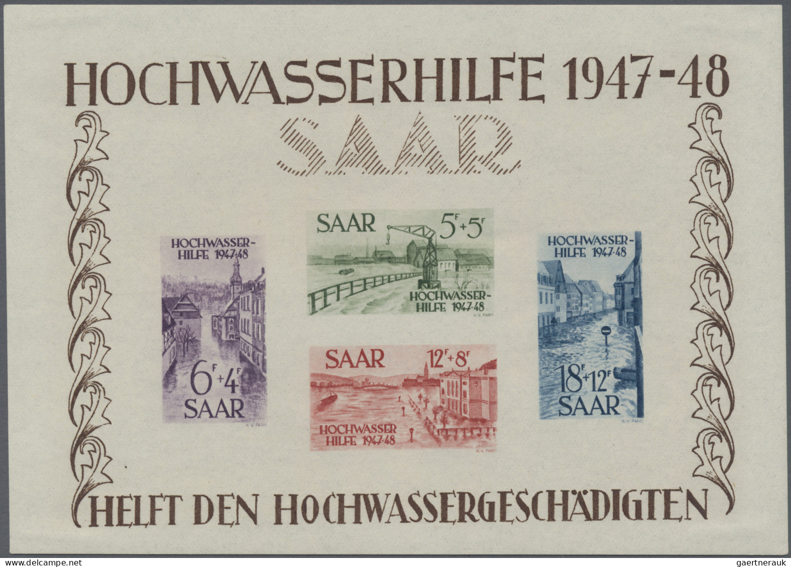 Saarland (1947/56): 1948, Hochwasserhilfe, Einwandfrei Ungebrauchtes Blockpaar I - Ongebruikt