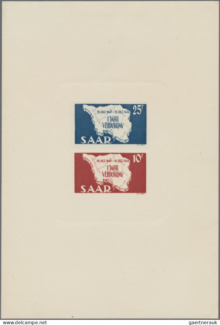Saarland (1947/56): 1948, 10 Fr. Und 25 Fr. Zweimal Verfassung Als Ministerblock - Unused Stamps